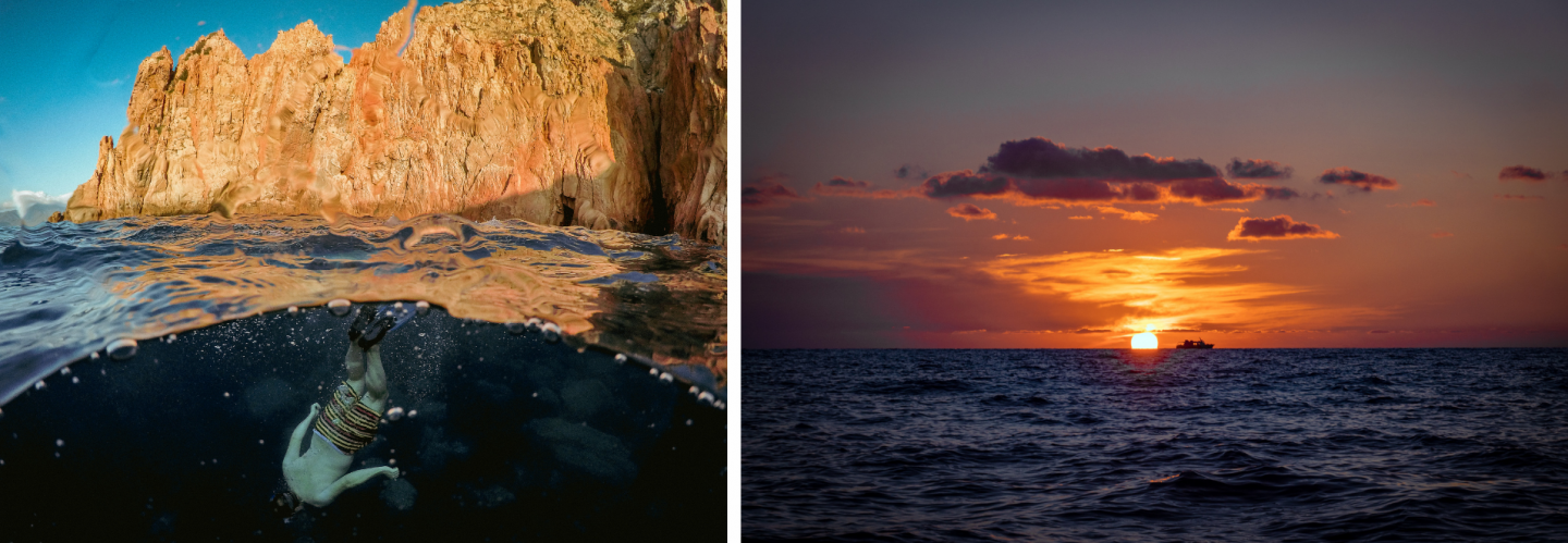 Les calanques de Piana en Corse Excursion pendant le coucher de soleil avec popeye